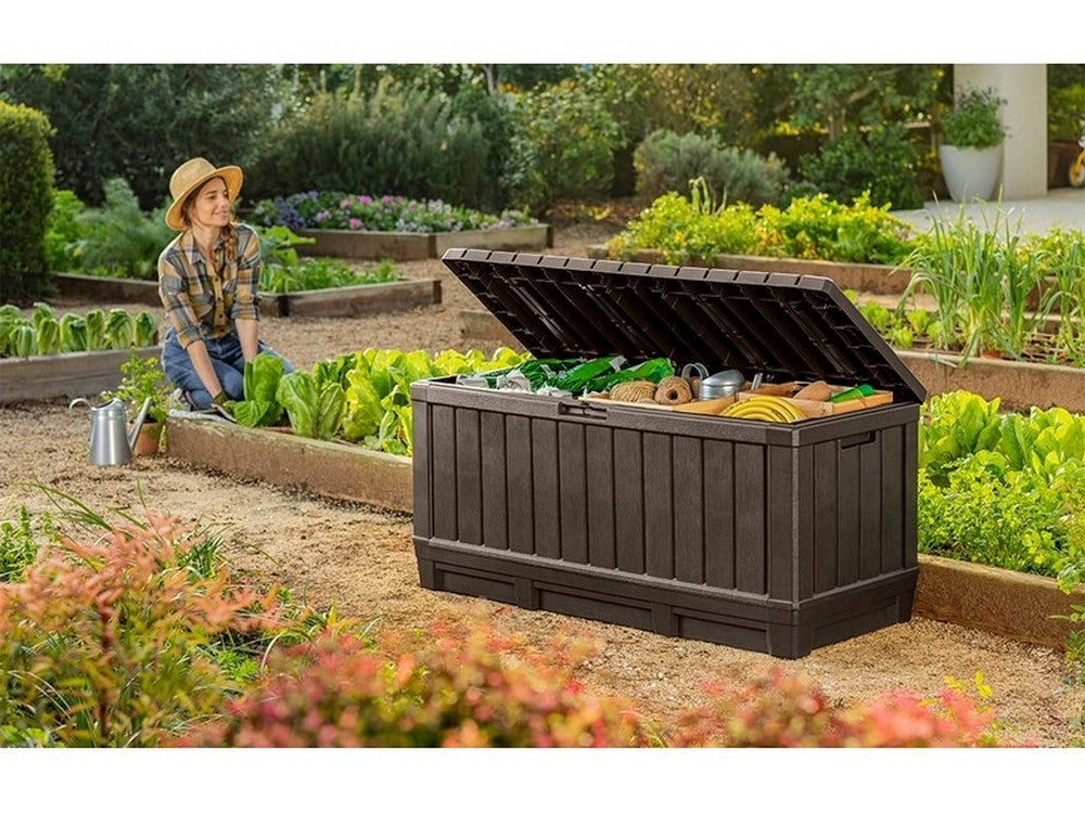1pz baule porta attrezzi da giardino kentwood cm. 128x53,6x59 h col. marrone cod:ferx.vit51586