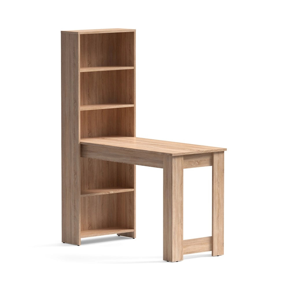 Tavolo Penisola Mojo02 con Libreria Integrata Colore Rovere