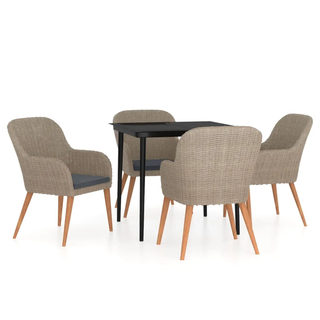 Set da Pranzo da Giardino 5 pz con Cuscini Marrone 3099524