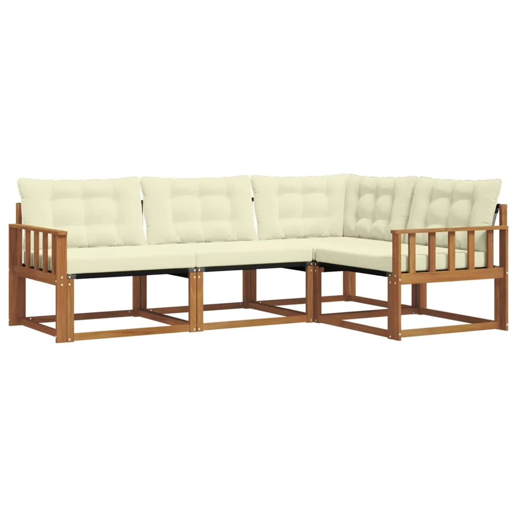 Set di divani da esterno con cuscino 4 pcs Naturale e Crema 3369405