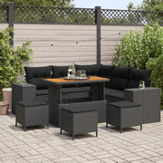 Set Divano da Giardino con cuscino 9 pcs Nero polyrattan 3362009