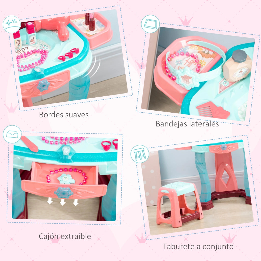 Tocador de Maquillaje Infantil con Specchio e Luce ¨C Minimal ¨C 57x34x76 cm Multicolor