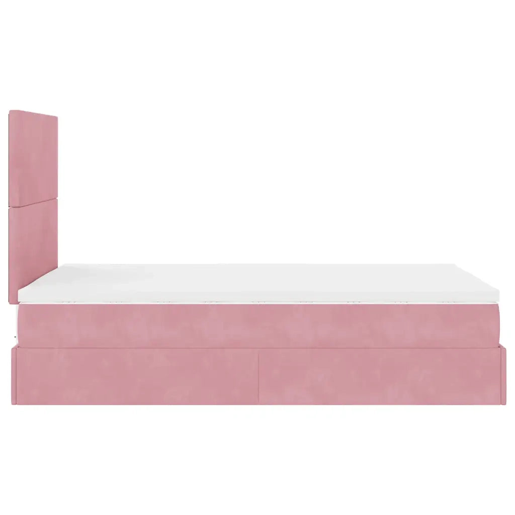 Struttura Letto Pouf con Materassi Rosa 120x190 cm Velluto 3314239