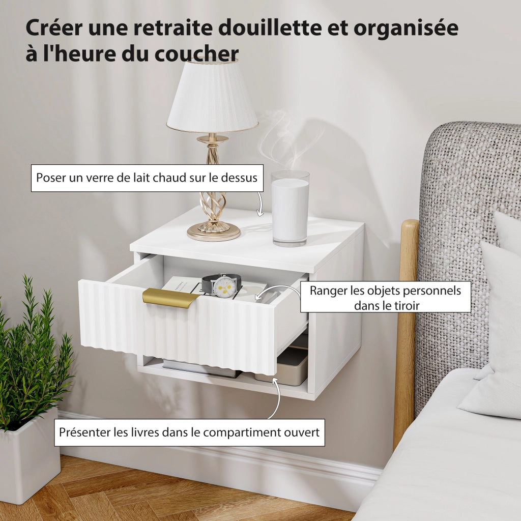 Comodini sospesi ¨C Minimal ¨C 2 pezzi, bianco, 40x34x29cm