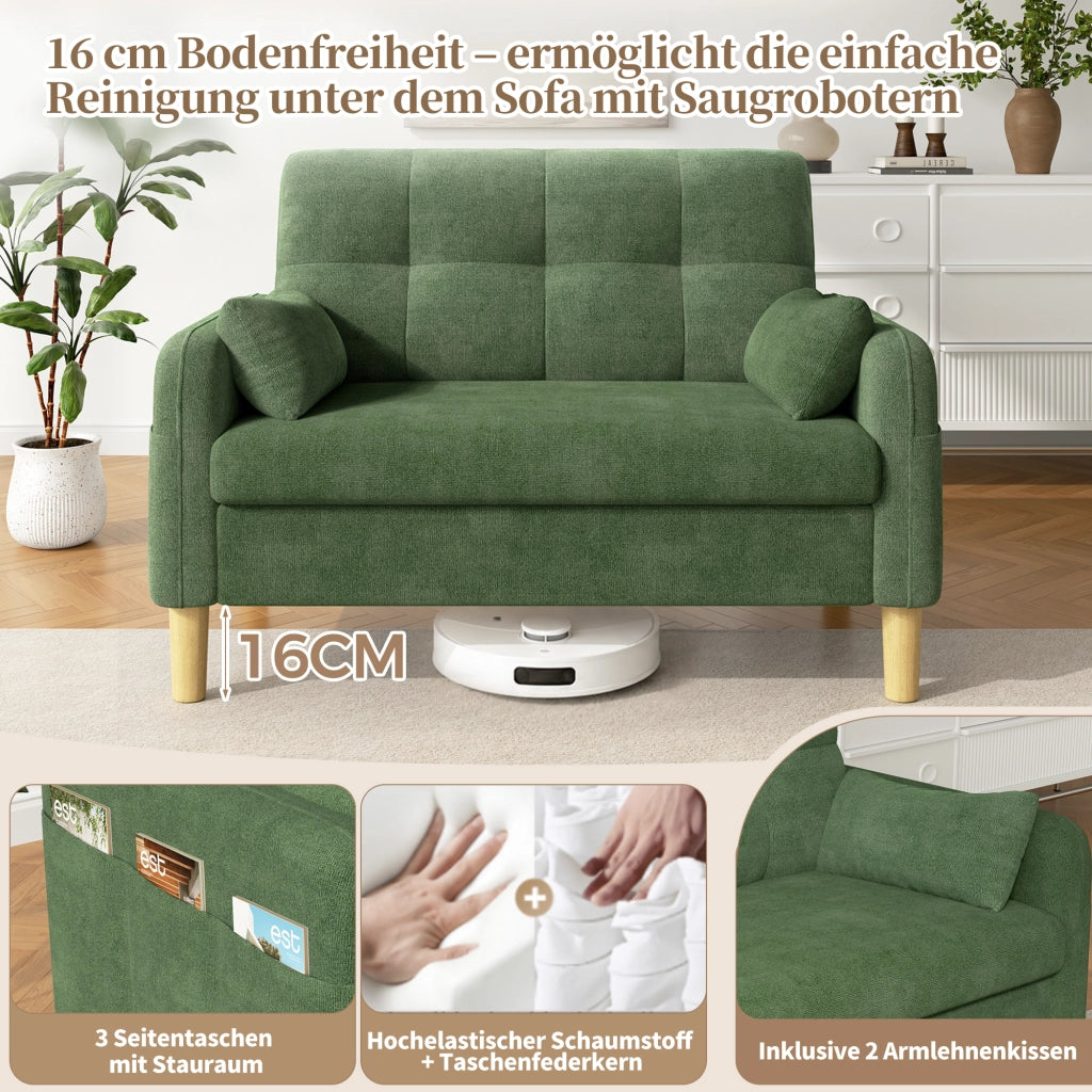 SOFA 2 POSTI 119x78x85 cm IN Ciniglia Verde