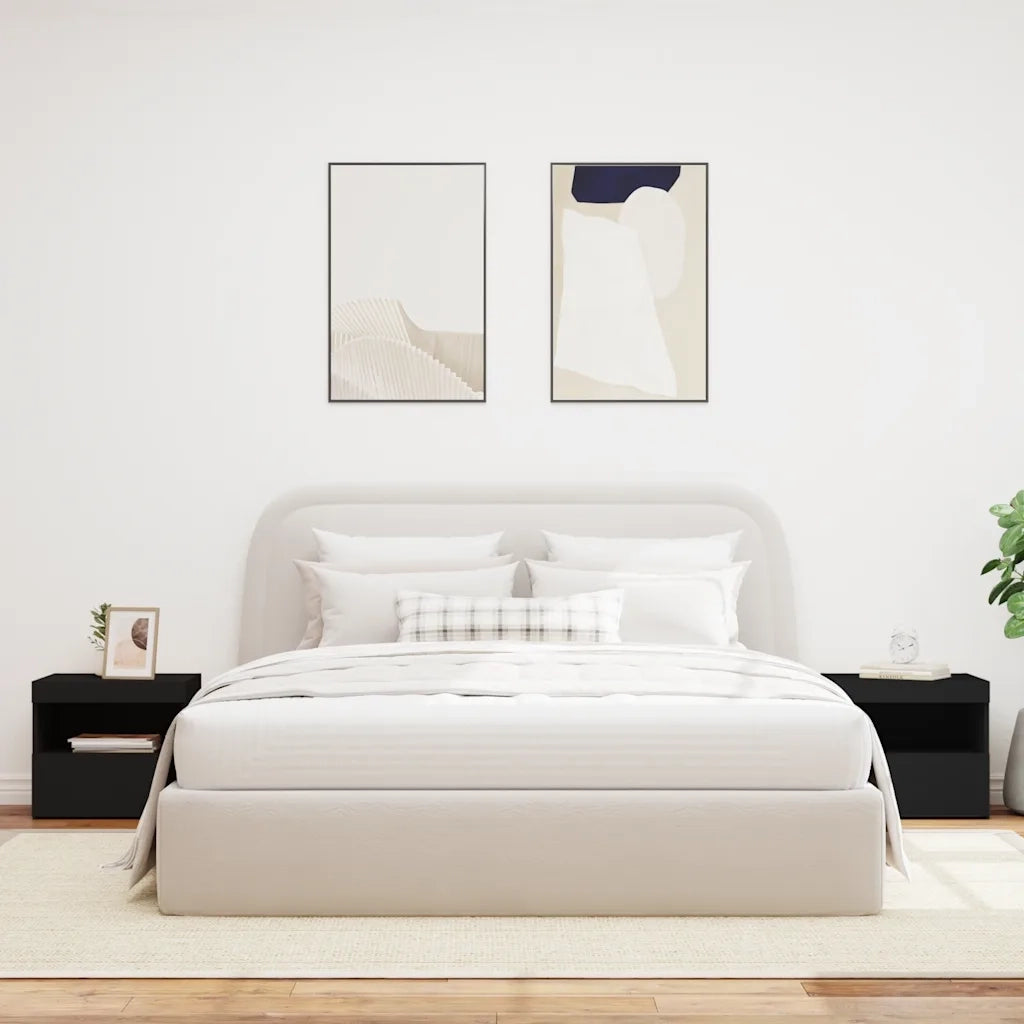 Comodini con Luci LED 2pz Neri 50x40x45 cm 836766