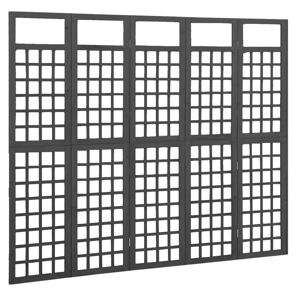 Divisorio Ambienti | Divider per stanze | Paravento a 5 Pannelli Legno Massello di Abete Nero 161x180 cm
