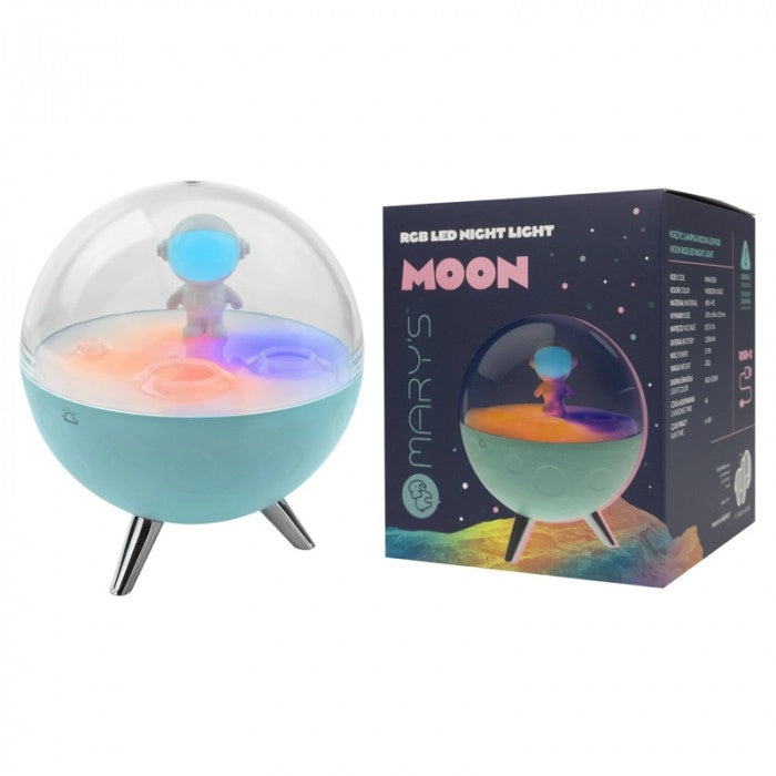 Lampada notte LED luna RGBW ricaricabile blu Mary's
