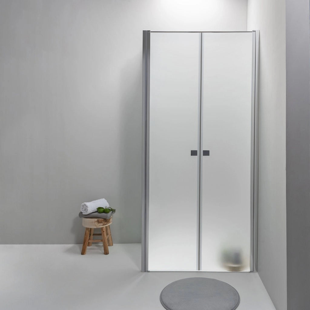 Box Doccia Angolare 70x80 Cm Apertura Saloon con Lato Fisso Opaco