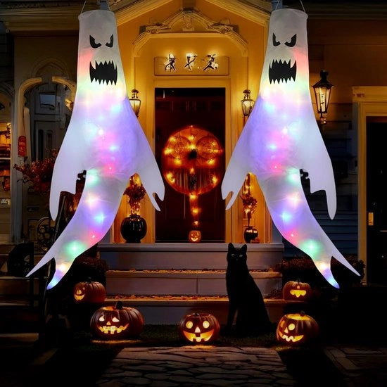 Decorazioni da Halloween a LED - 2 pezzi - bandiere spettacolari per esterno - illuminazione a LED - decorazione da appendere