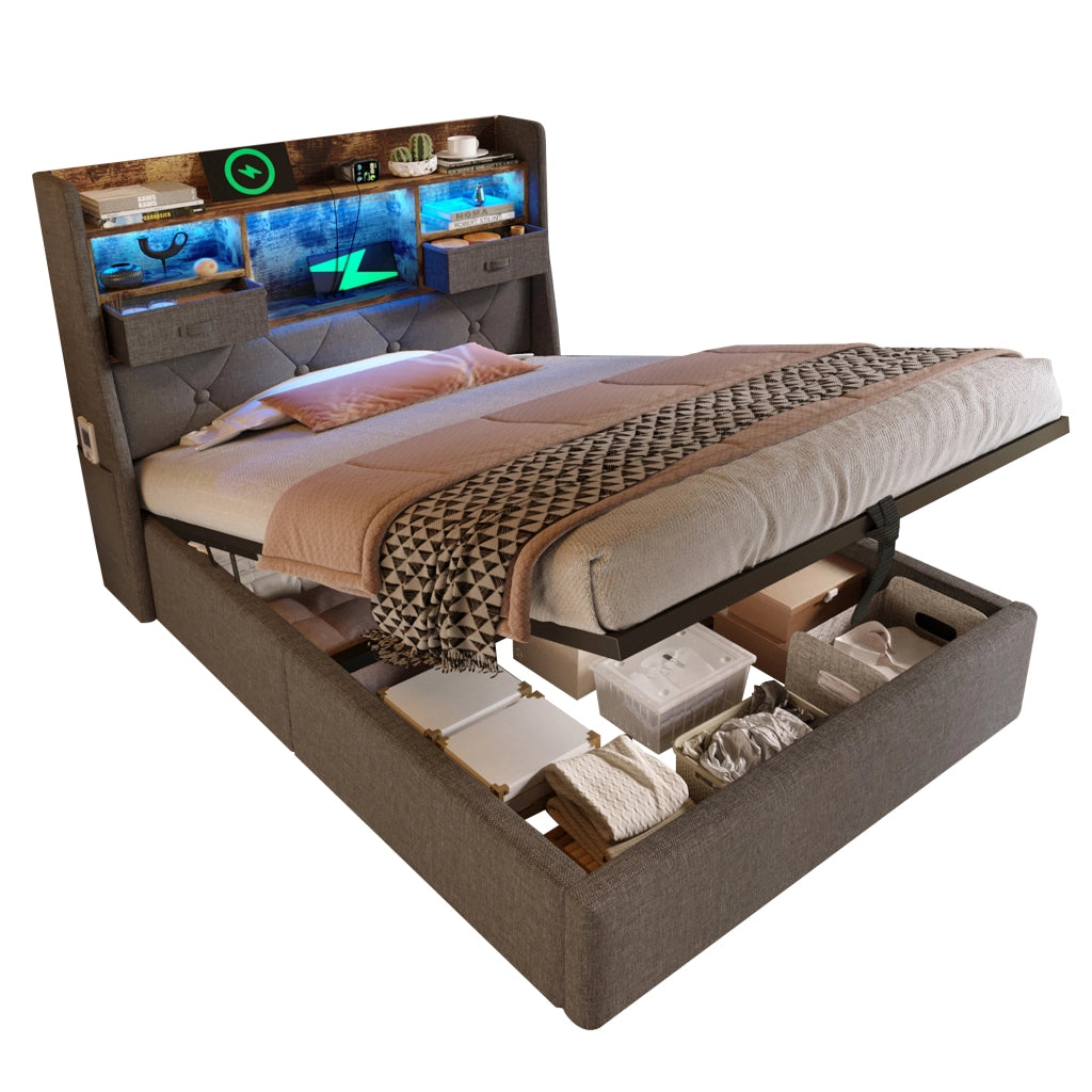 letto imbottito lino grigio 90 x 200 cm