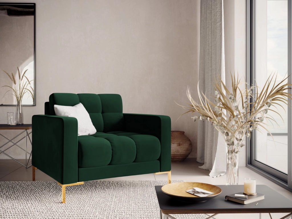 Cosmopolitan Design - Poltrona "Bali" in velluto verde bottiglia 