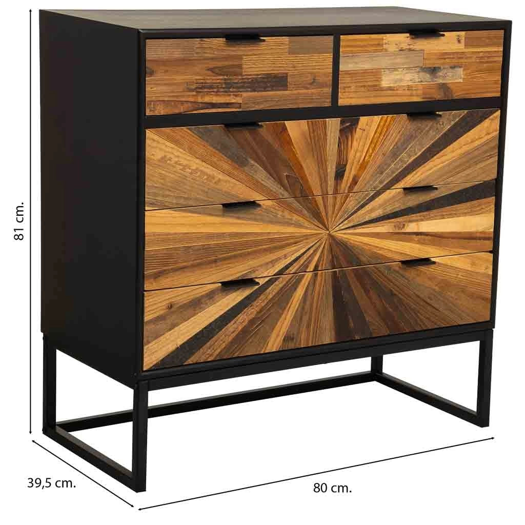 Credenza in legno di recupero marrone 80x39,5x81h cm