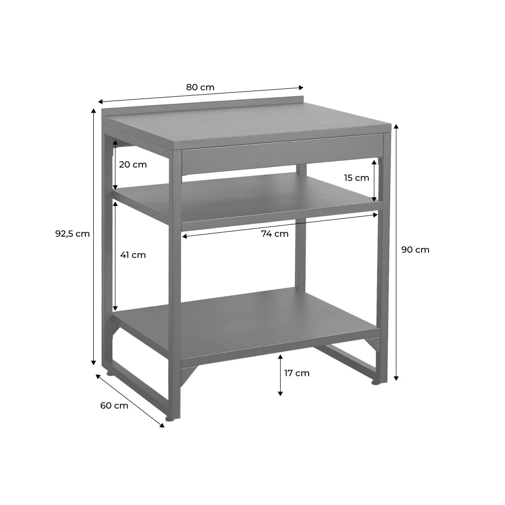 Cucina esterna in acciaio 2 ripiani, 80cm, nero