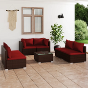 Set Divani da Giardino 7 pz con Cuscini in Polyrattan Marrone 3102227