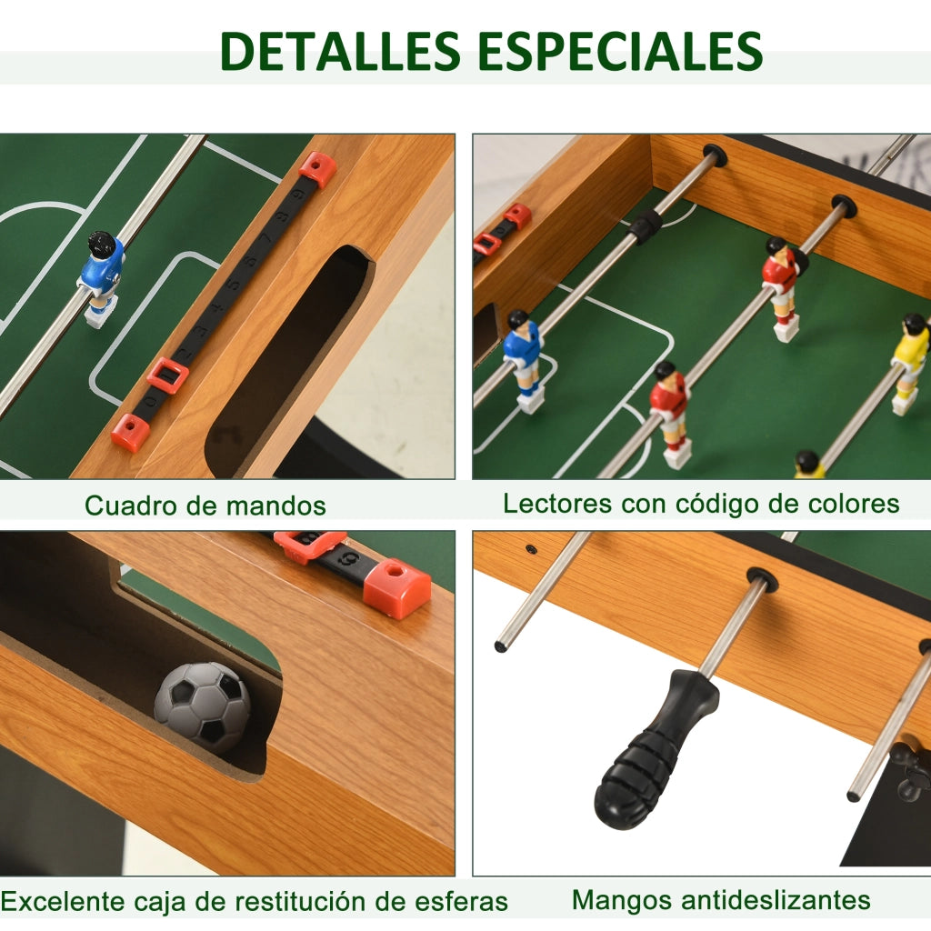 Tavolo da calcio balilla ¨C Minimal ¨C 98x42x62,5 cm legno naturale e nero