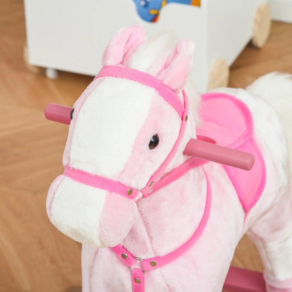 Cavallo a Dondolo per Bambine con Suoni Rosa