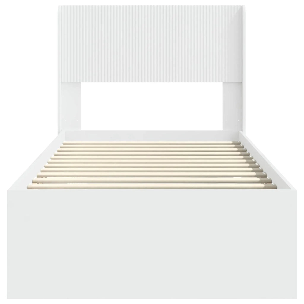 Struttura del letto con stoccaggio e testata-Giroletto con contenitore Bianco 75 x 190 cm 663539