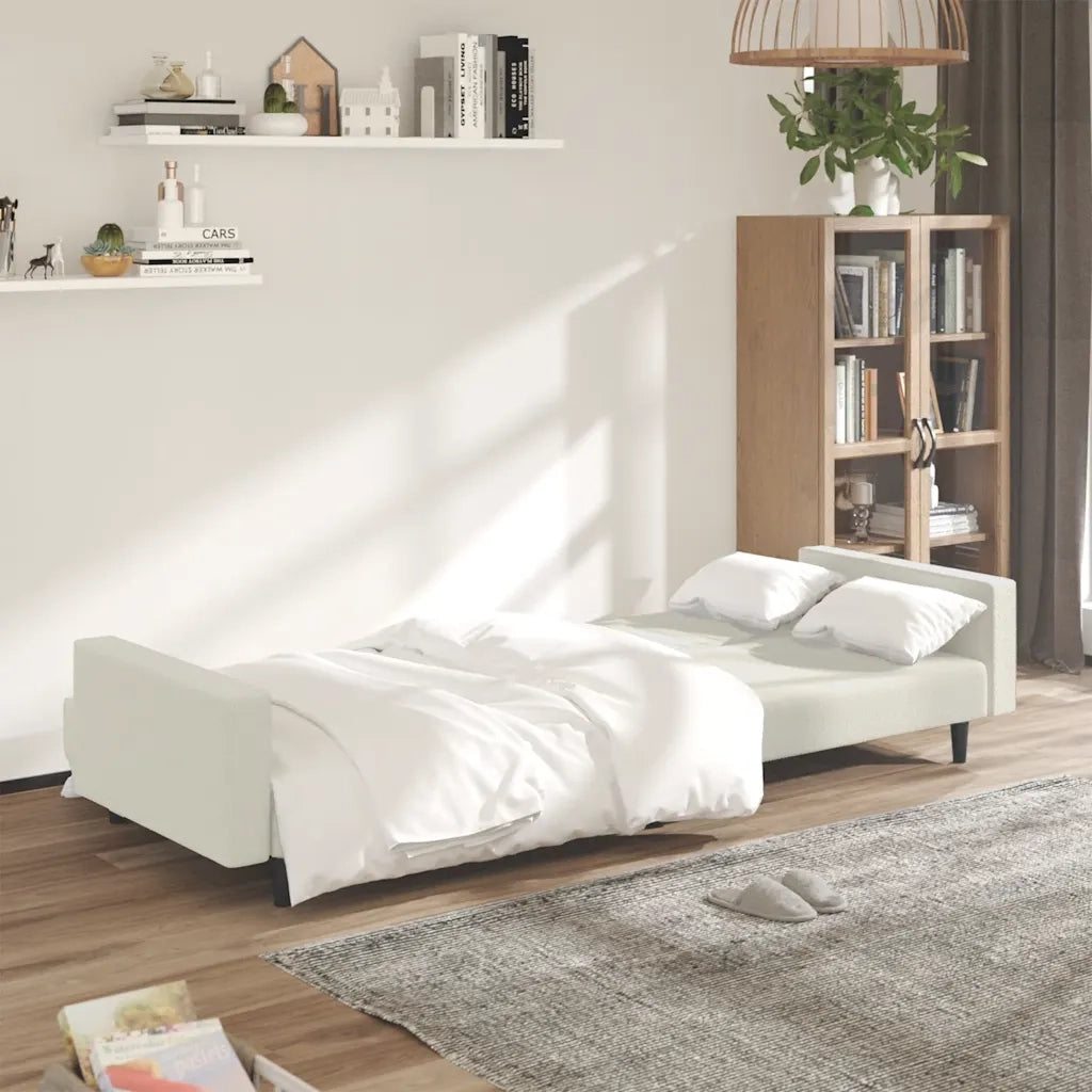 Divano Letto a 2 Posti-Sofa Letto 2 Posti-Daybed Crema in Velluto 206613