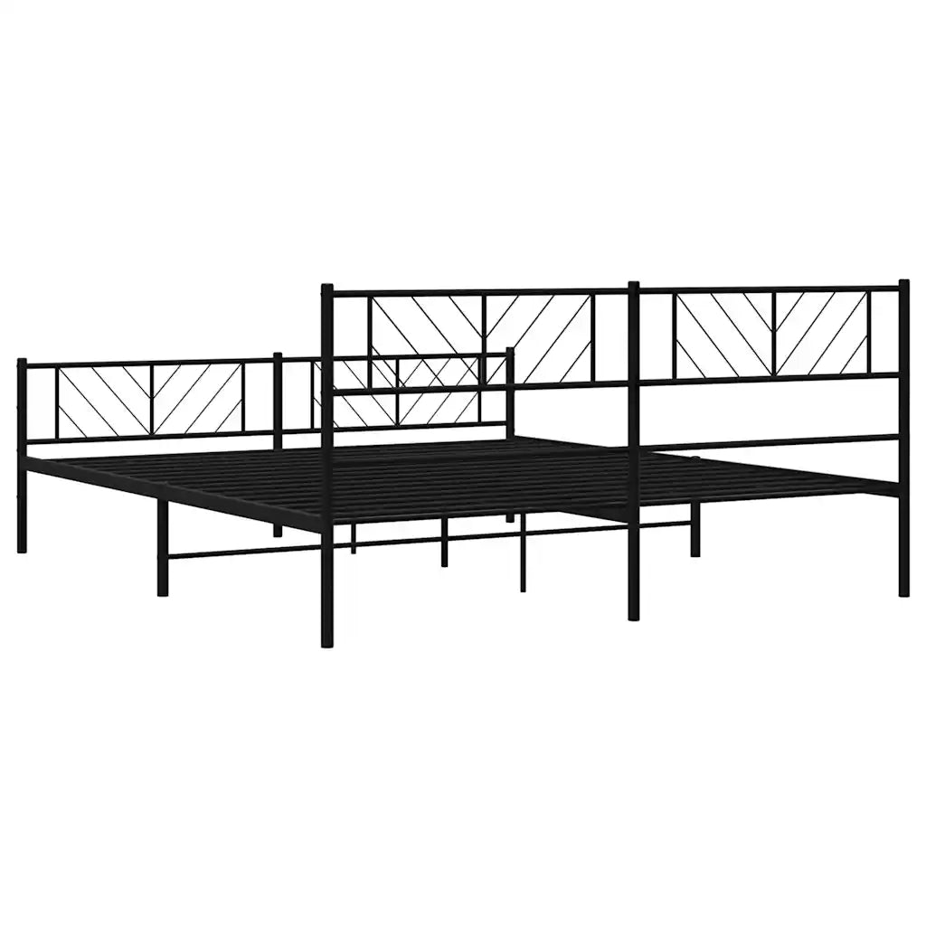 Letto matrimoniale | Letto per adulti | Giroletto con Testiera e Pediera Metallo Nero 193x203 cm