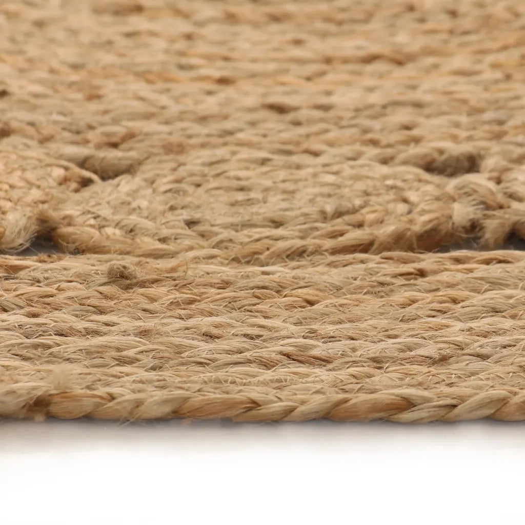 Tappeto del soggiorno | Tappeto in Juta Intrecciata con Design 90 cm Rotondo