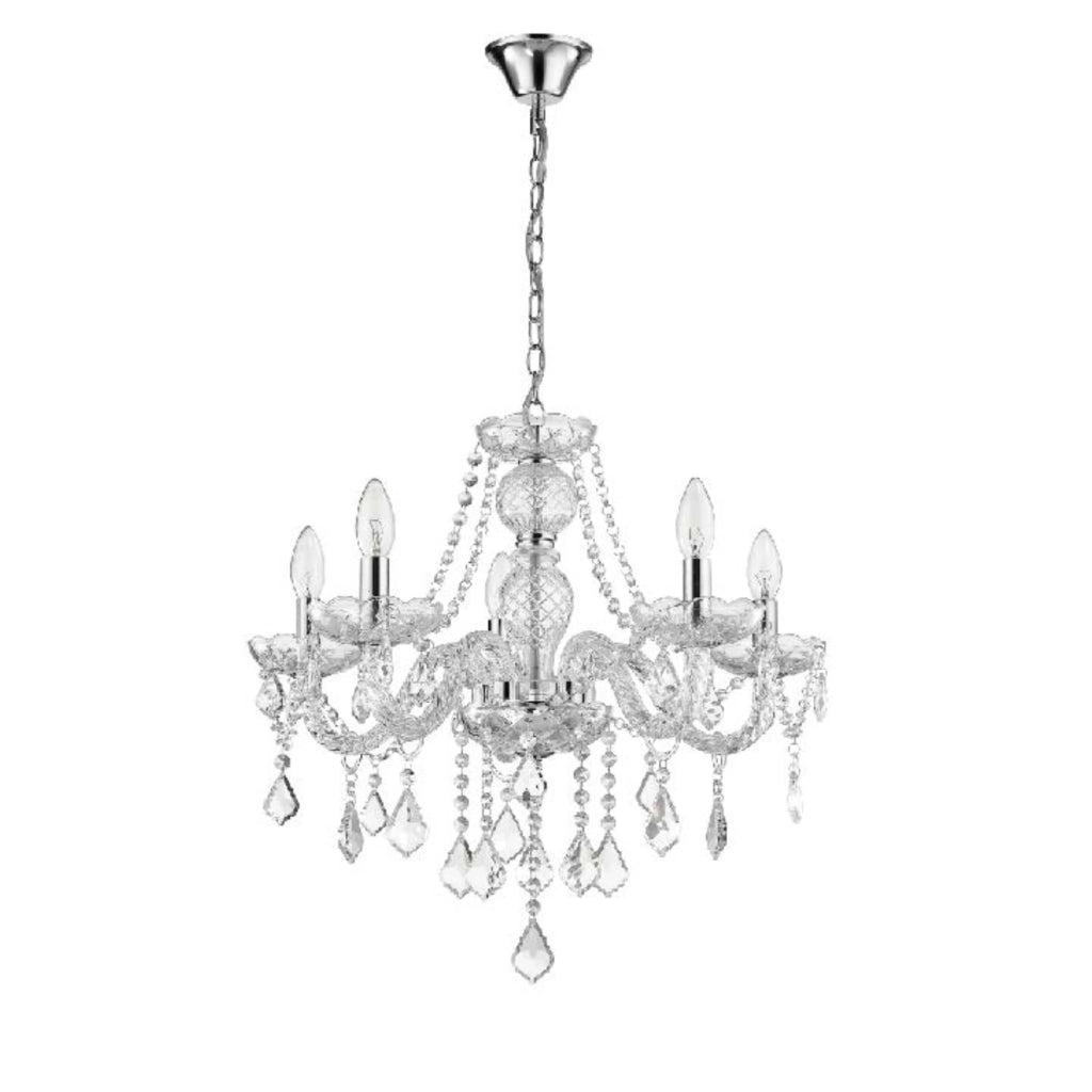 Lampadario Cristallo trasparente/cromo 5xE14 Ø56 Light Prestige