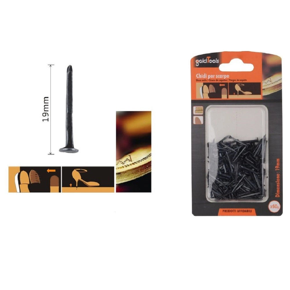 Trade Shop - Set Confezione 60gr Chiodi Per Scarpe 19mm Neri Per Riparazioni Calzolaio 90889 -