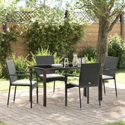 Set da Pranzo per Giardino con cuscino 5 pcs Nero polyrattan 3380080