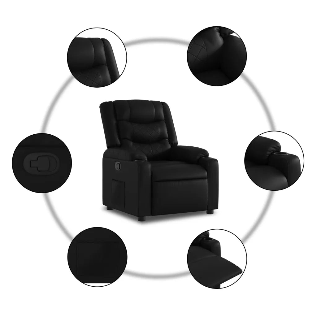 Poltrona Alzapersona Reclinabile Nera in Similpelle 3206551