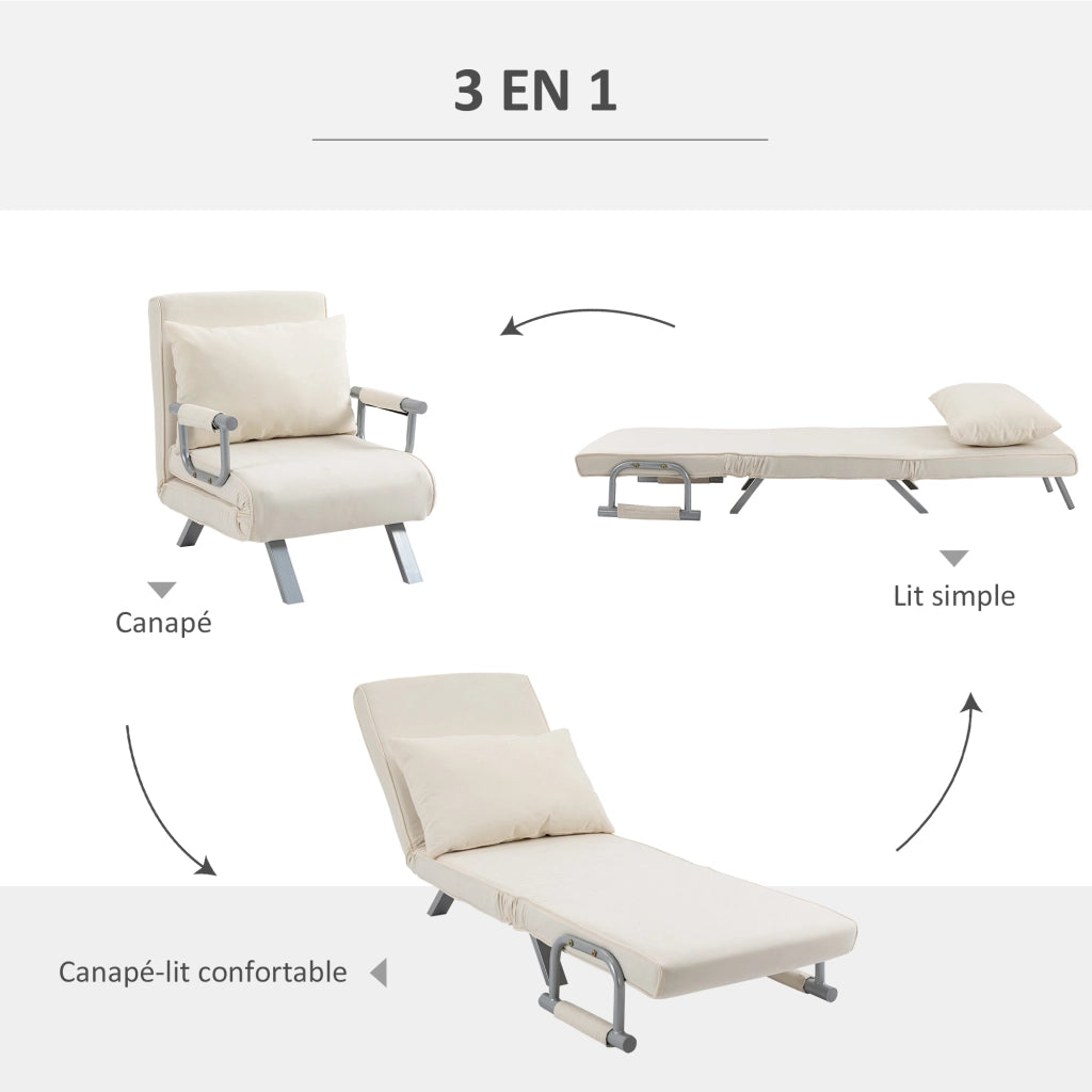 Poltrona letto convertibile 1 posto con cuscino e braccioli ¨C Xylo ¨C tessuto sfoderabile