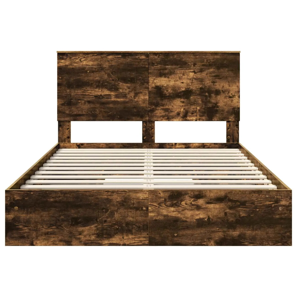 Letto con Contenitore con testiera Rovere fumé 160 x 200 cm 3409535