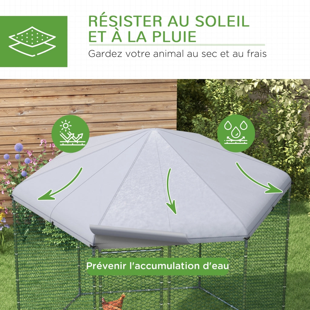 Pollaio da giardino con recinto - Xylo - 5m2 grigio 2,8x2,45x2,46m