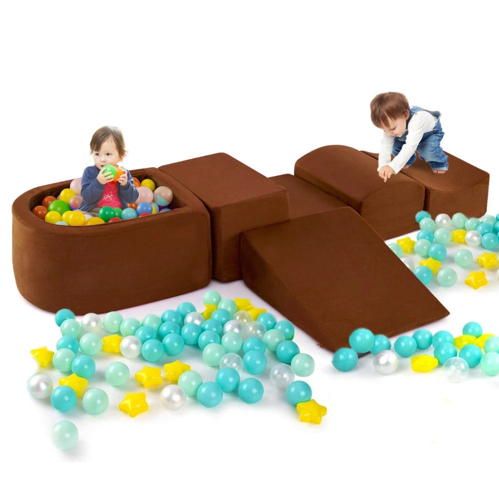 Set di 5 blocchi di schiuma di blocchi giganti con piscina di palline, Grandi blocchi per giocare palline non incluse Marrone
