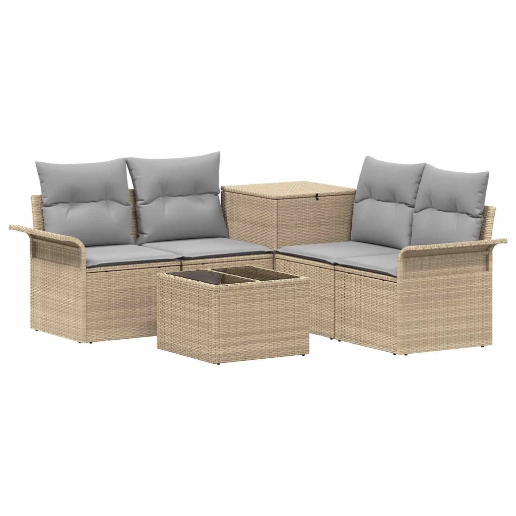 Set di divani 6 pz 4-Numero di posti Beige e Grigio Chiaro 3447089