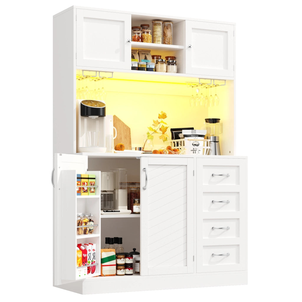 Mobile Buffet con LED, Cassetti e Ripiani ¨C MINIMAL ¨C Verde/Nero/Bianco 120x40x188