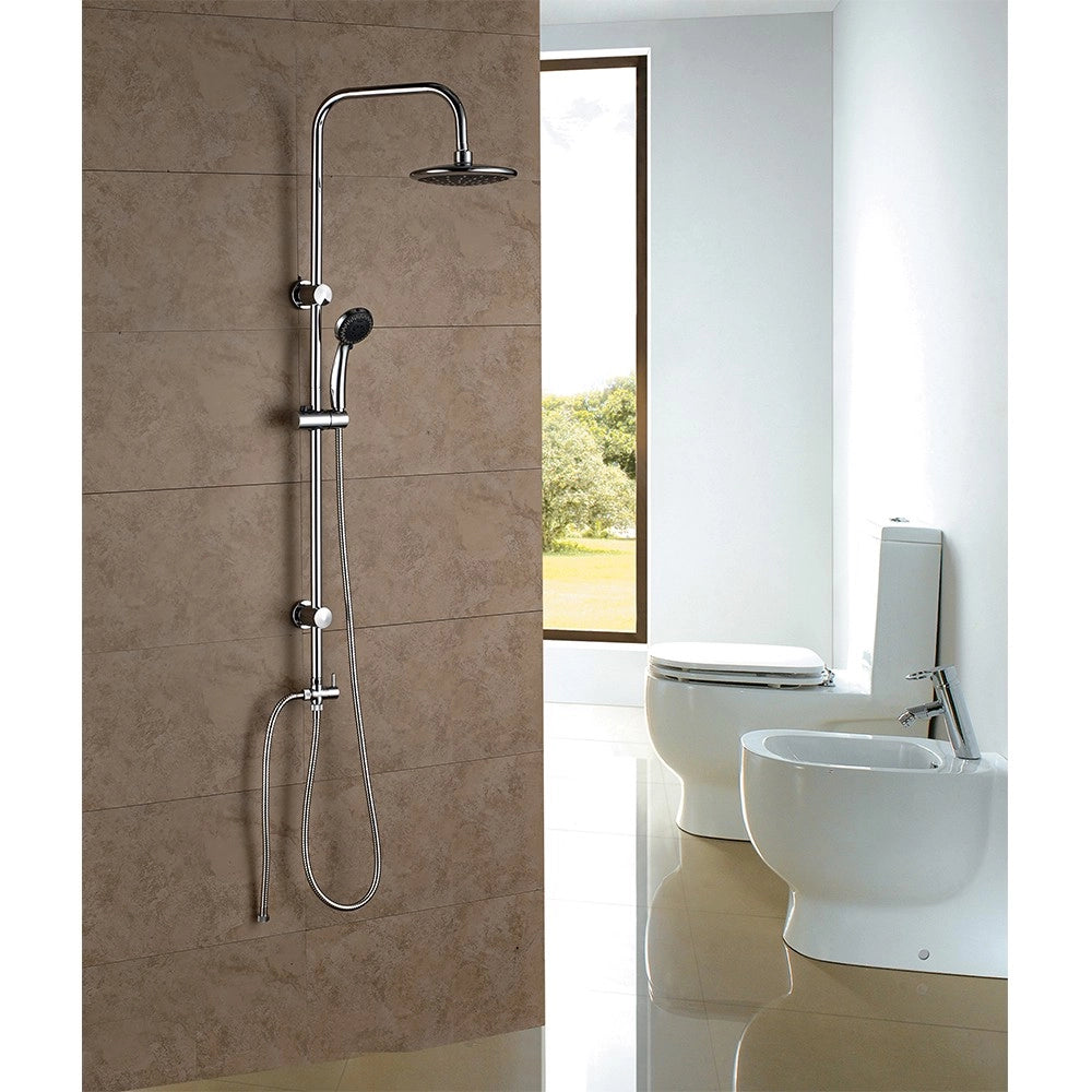 Colonna doccia serie airone cromata con soffione 20 cm in abs e doccetta 5 funzioni