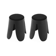 Set 2 sgabelli impilabili in bouclé, nero