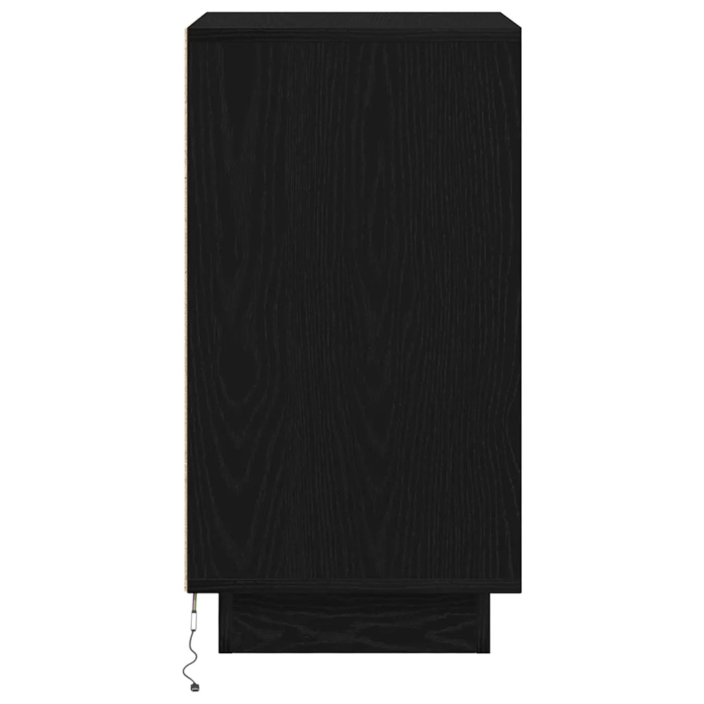 Comodino | Armadio da Notte | Mobiletto da notte con Luci LED Nero 38x34x65 cm
