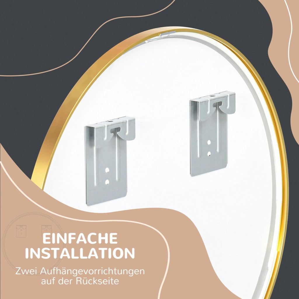Specchio da parete tondo con cornice metallo ¨C Minimal ¨C oro ?50 cm