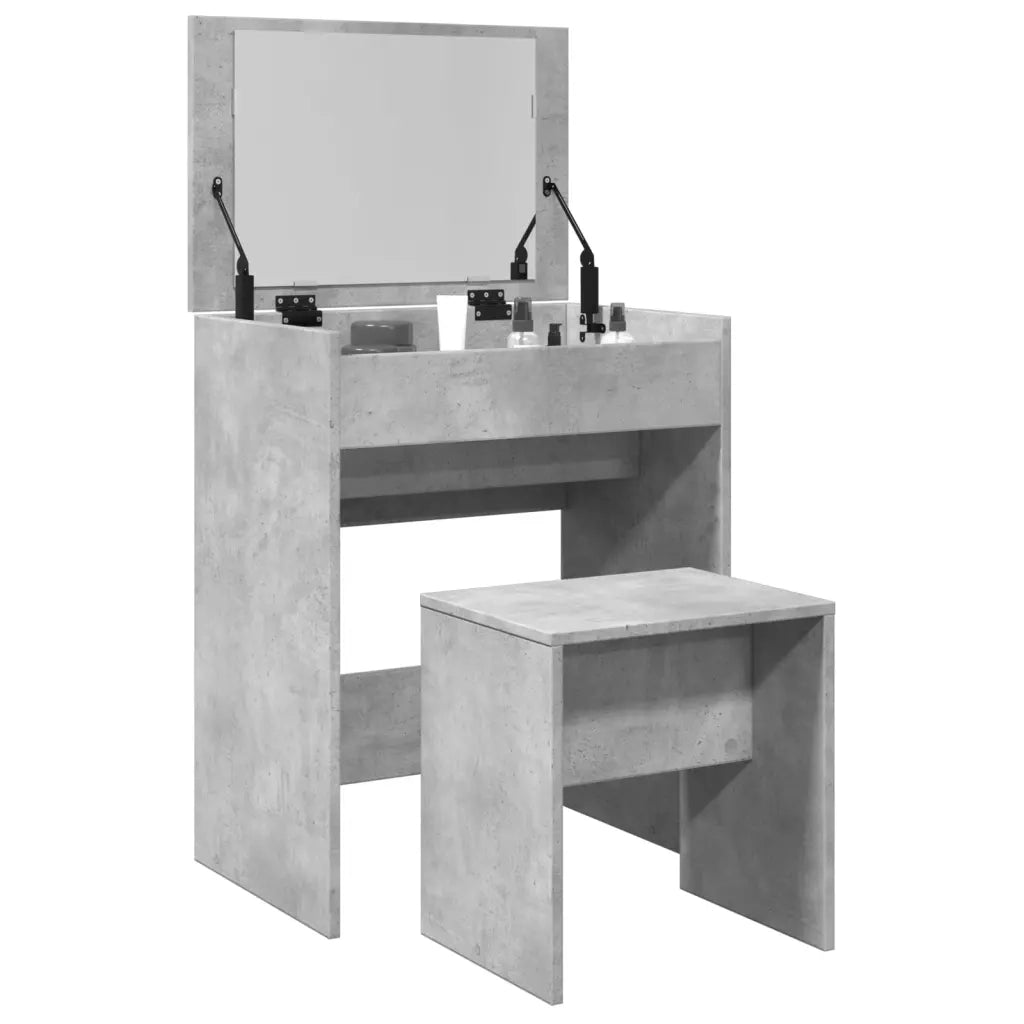 Toeletta | Tavolo da Trucco e Sgabello Grigio Cemento 60x40x113,5 cm