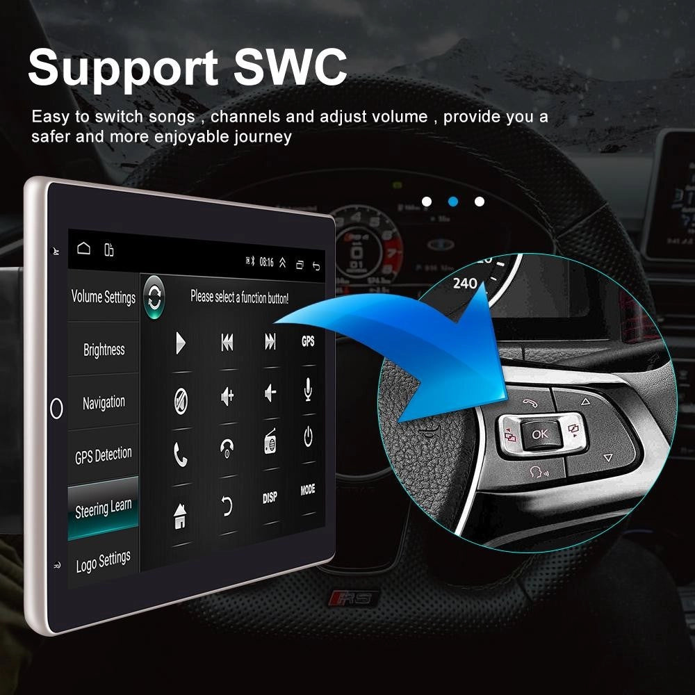 Trade Shop - Autoradio Girevole Android 10" Radio Mp5 Player Bluetooth Wifi Gps Mirror Link -