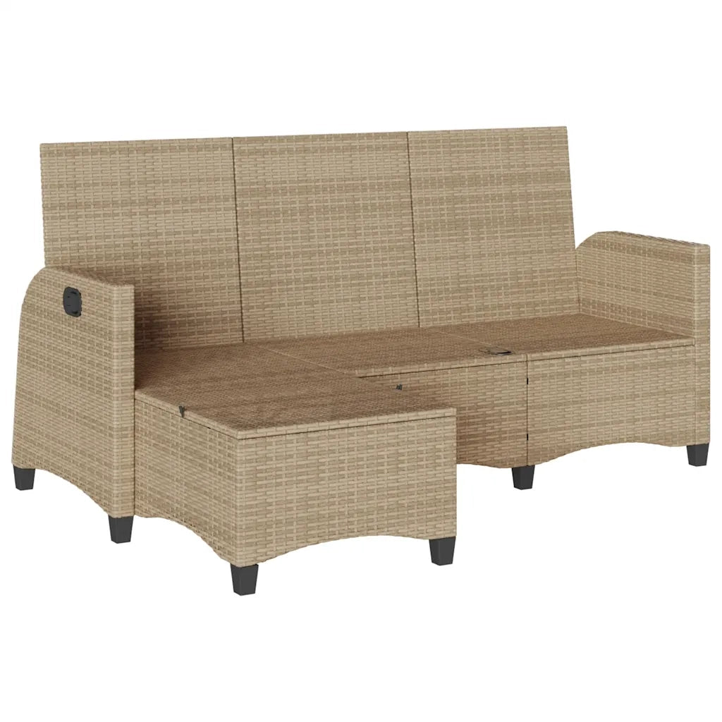 Divano da Giardino Reclinabile con Cuscini a L Beige Polyrattan 4108241