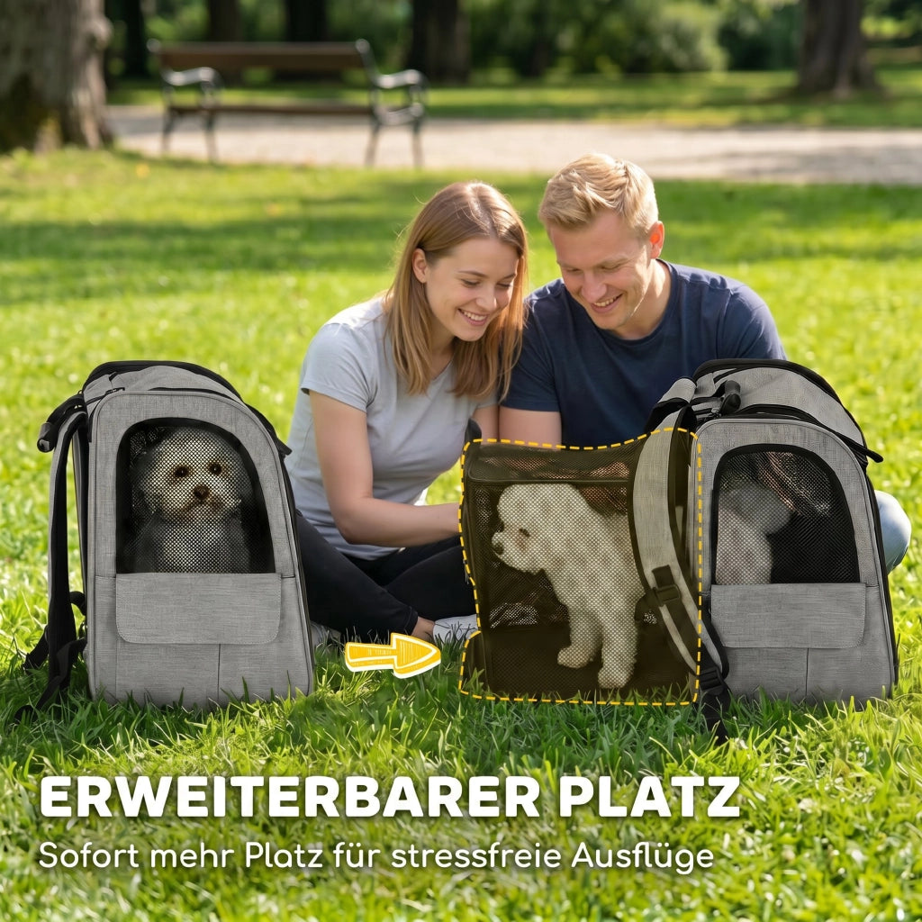 Cassa da trasporto per cani estendibile con tasche e strisce riflettenti ¨C Minimal ¨C 33,5x28x42 cm Grigio chiaro