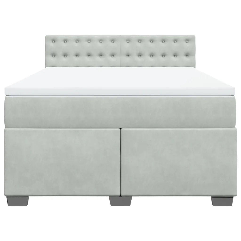 Giroletto a Molle con Materasso Grigio Chiaro 140x190cm Velluto