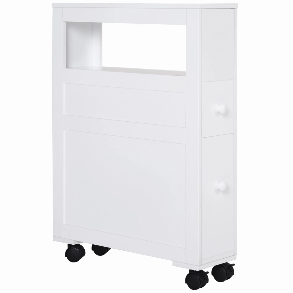 Mobiletto da Bagno con Cassetti Salvaspazio ¨C Minimal ¨C Legno Bianco 16x52x71.5cm