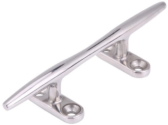 Cleat per Imbarco in Acciaio Inossidabile 316 - Base Aperta - 12,5 cm - Chiusura Nautica - Argento - Resistente ai Colpi - Cleat per Barche
