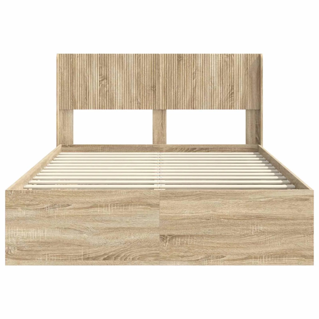 Struttura del letto con stoccaggio e testata-Giroletto con contenitore Rovere Sonoma 608390