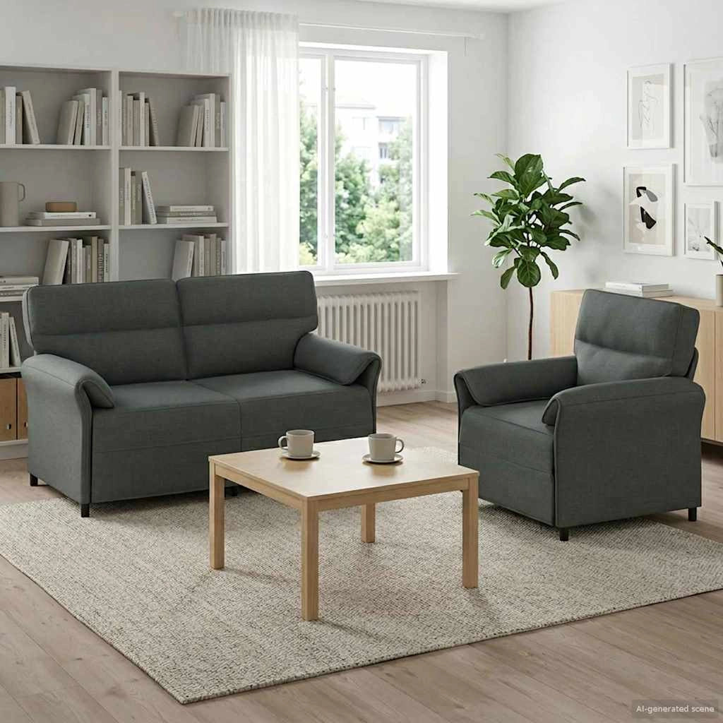 Set di divani 2 pz Grigio Scuro Tessuto 3424858
