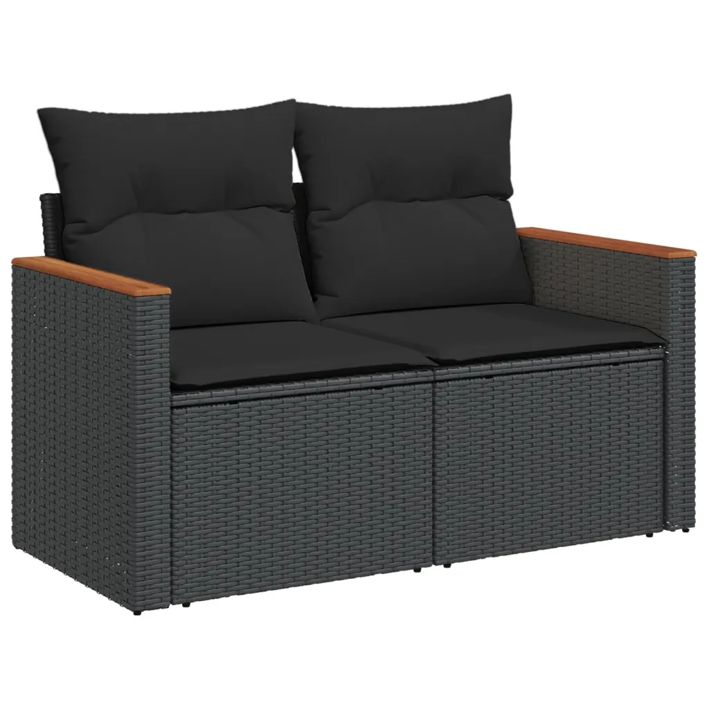 Set Divani da Giardino 12 pz con Cuscini Nero in Polyrattan 3226510