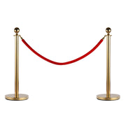 2 Colonnine Separacode Oro con Corda Rossa in Acciaio Inox Ø32x95 cm